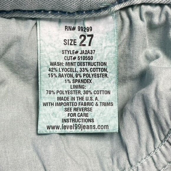 Anthropologie Level 99 Jeans Women 27 Mint Lily Roll Up Crop Mid Rise Distressed - Picture 14 of 14